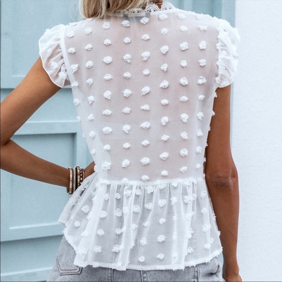 Boho Swiss dot ruffle sleeve blouse - Picture 3 of 4